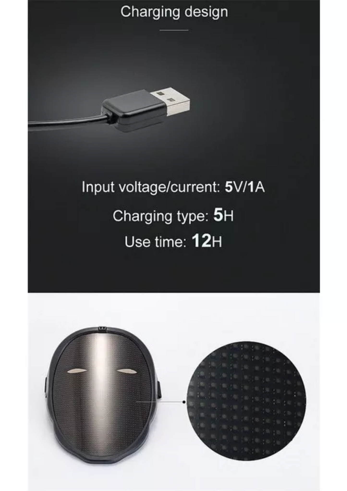 Máscara LED Bluetooth Rgb App