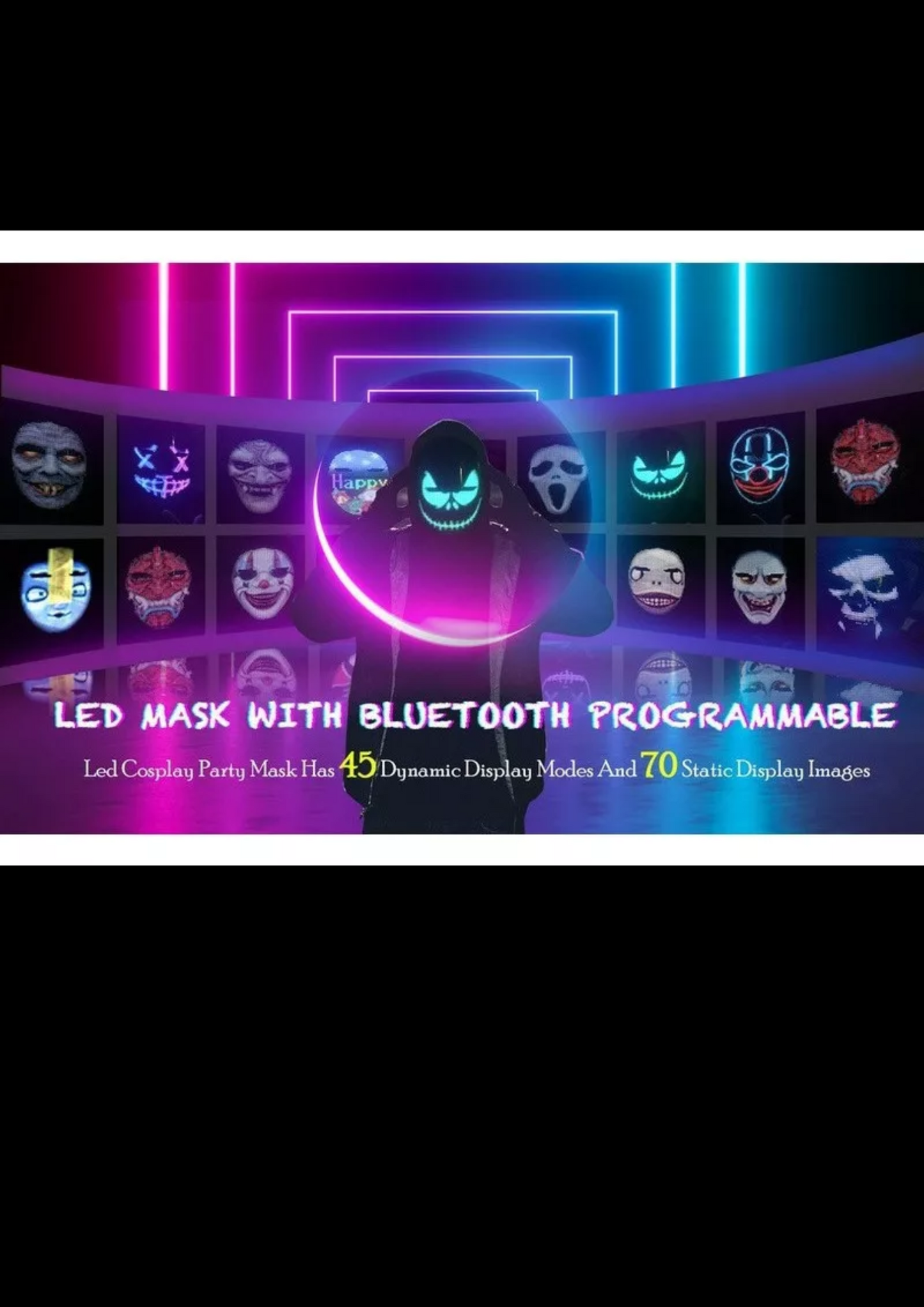 Máscara LED Bluetooth Rgb App