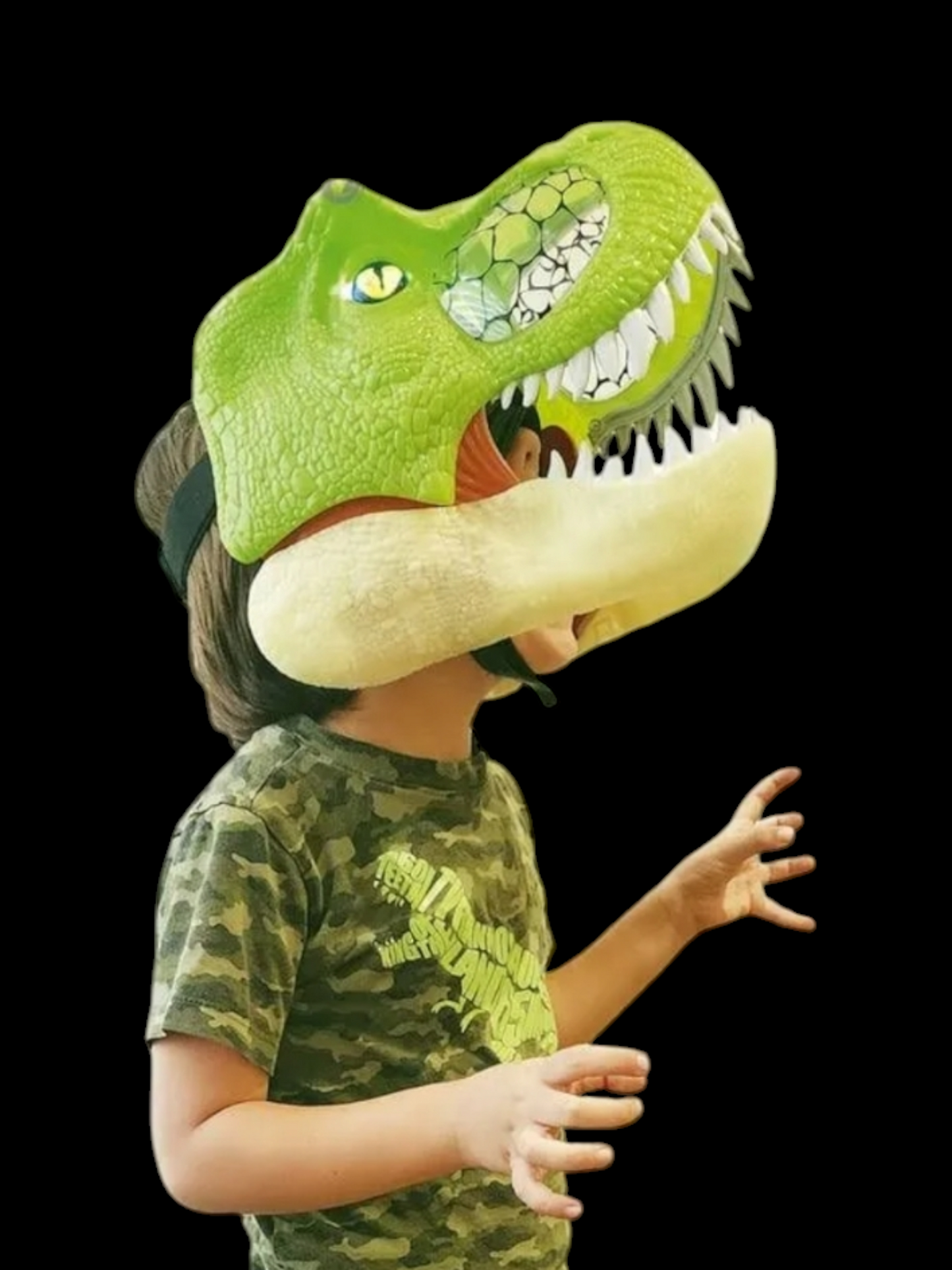 Casco / Máscara Dinosaurio realista movimiento, luces y sonido (3 colores disponibles)