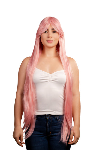 Peluca Rosa Extra Larga (Con Capul)