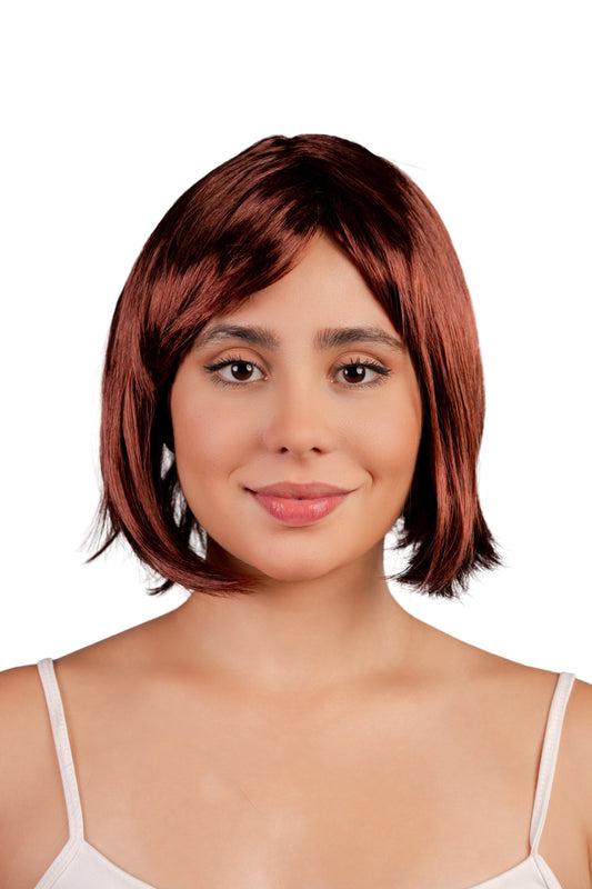 Peluca Sintética Corta Ginger (Con Capul)