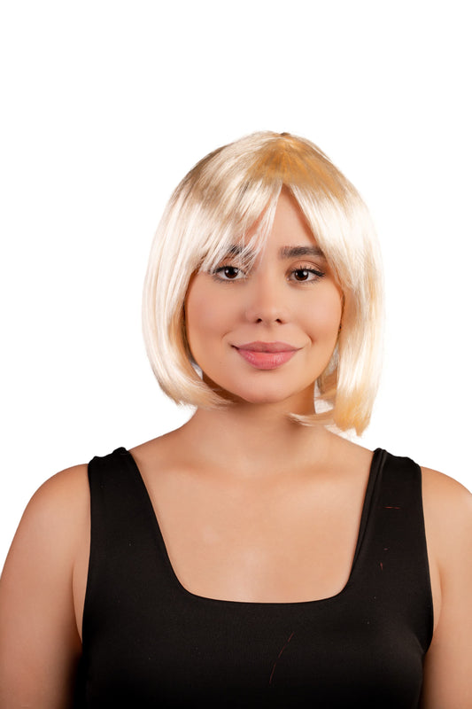 Peluca Sintética Corta Rubia (Con Capul)