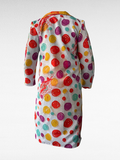 Traje Completo Payaso de puntos de colores (Gabán, Pantalón, y Chaleco)