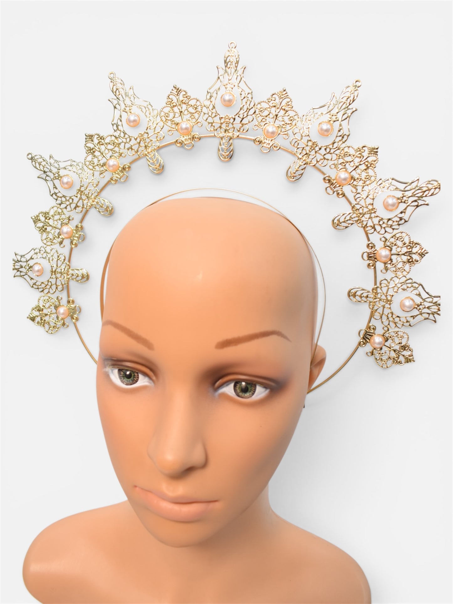 Diadema Dorada Con Perlas